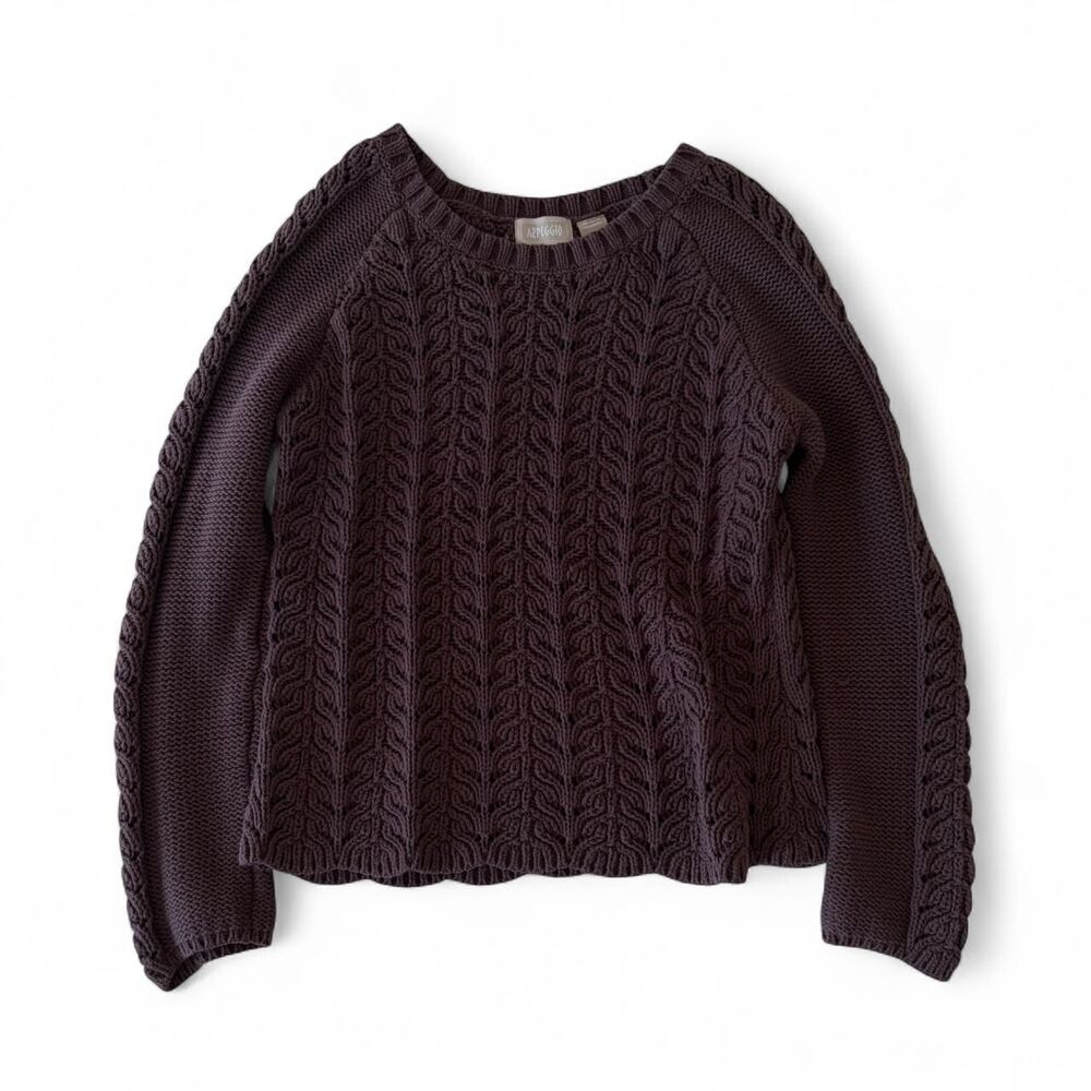vintage relaxed fit Arpeggio brown cable knit sweater